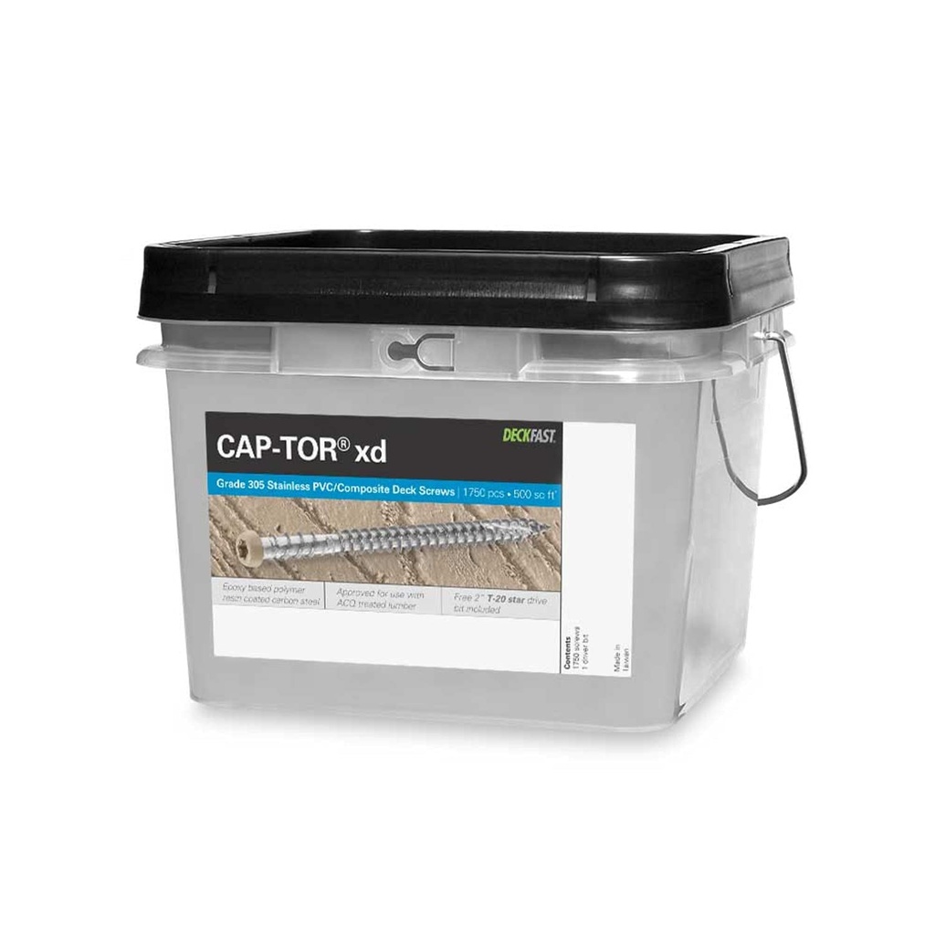 Starborn Cap-Tor Xd Screws for PVC & Composite Decking - Gray #10 X 2-1/2" 305 Stainless Steel Screws - 1750 Count