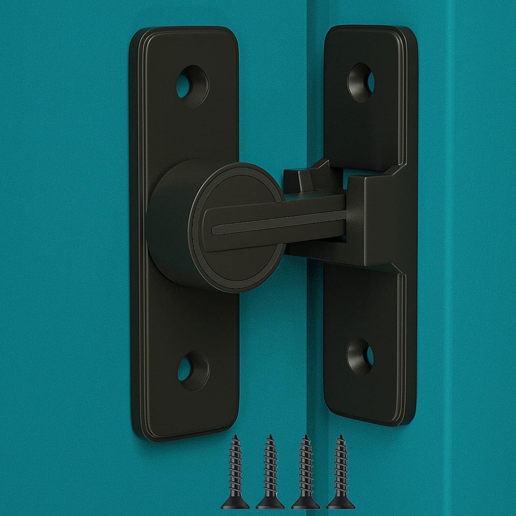 WAYDA Barn Door Lock, 90 Degree Gate Latches Heavy Duty Sliding Door Latch, Barn Door Latch Lock for Sliding Swing Door, Bathroom, Garden, Window, Outdoor (Matte Black)