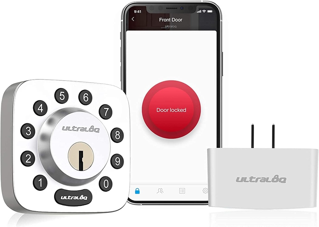 ULTRALOQ U-Bolt Smart Lock with Wifi Bridge - Keyless Entry Door Lock - Smart Locks for Front Door - Smart Deadbolt Lock - App Remote Control - Share Codes - Auto Lock - Satin Nickel