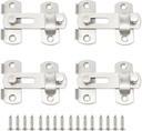 Gate Latch for Outdoor Fence, 1.97”X2.76” Door Latch Stainless Steel Barn Door Lock Gate Hardeare, Flip Door Security Sliding Latch Lock for Cage, Closet, Cabinet Door with Screws-4 Packs