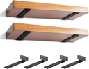 Heavy Duty Shelf Bracket 4 Pack, Floating Shelf Brackets 6 Inch Long, Brackets for Shelves, Black Coated Metal Wall Shelf Support Brackets（1/5"-Thick）