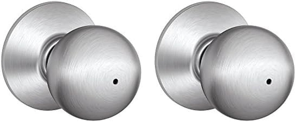 SCHLAGE F40 CSV ORB 626 Commercial Series Orbit Door Knob, Bed & Bath Privacy Lock, Satin Chrome (Pack of 2)