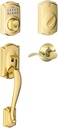 Schlage FE365-CAM-ACC-RH Right Handed Camelot Electronic Handleset with Accent L, Lifetime Polished Brass