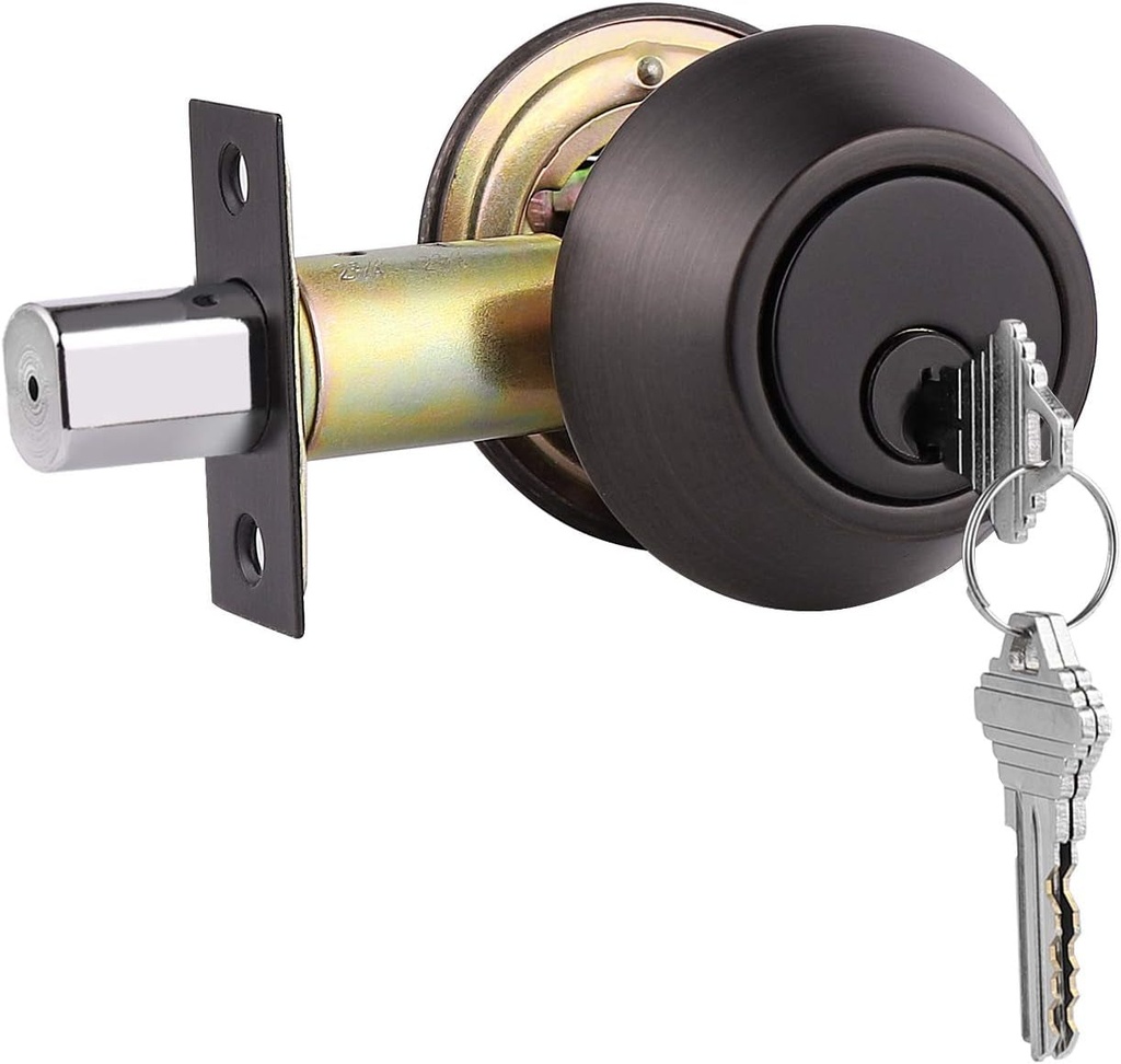 Gobrico Double Cylinder Deadbolts Keyed on Both Sides Home Door Locking round Knobs Locks Oil Rubbed Bronze Keyed Different Door Handles 5 Pack