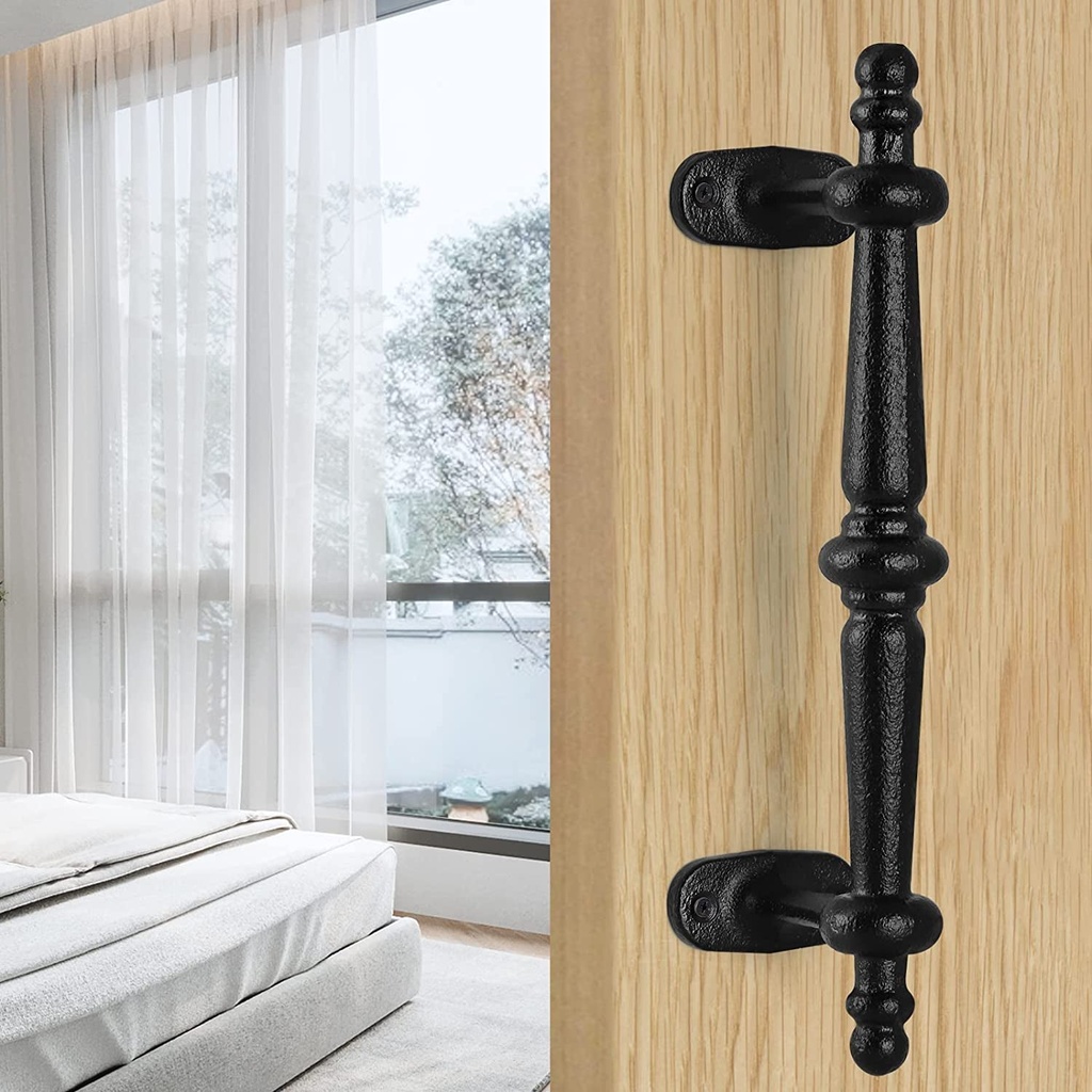 MOLIGOU Barn Door Pull Handle, 9" Heavy Solid Cast Iron Gate Handle, Rustic Door Handle for Fence, Shed, Garage