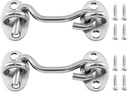Bokwin 2Pcs 3” Privacy Hook and Eye Latch，Solid Thicken Stainless Steel Barn Door Lock with Mounting Screws for Window, Bedroom, Closet，Sliding Door (Silver)