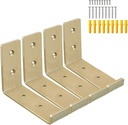 HEART ART Gold Shelf Bracket 6 Inch, J Metal Heavy Duty Shelf Support Brackets 4 Pack，6.3"L×4.8"H×1.2"W