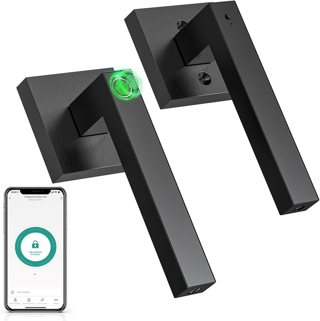 IRONZON Fingerprint Door Lock with Handle Keyless Entry Door Lock Smart Door Lock for Bedroom Apartment Airbnb Hotel Door Lock TY180