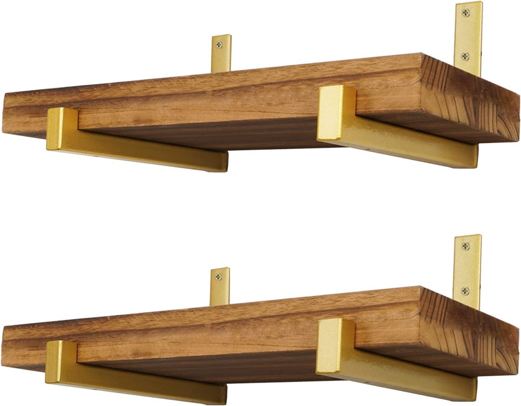 ADDGRACE Gold Shelf Brackets 4 Pcs Heavy Duty Wall Mounted with Lip Shelving Supports for DIY Floating Shelf 8 Inch,Brand