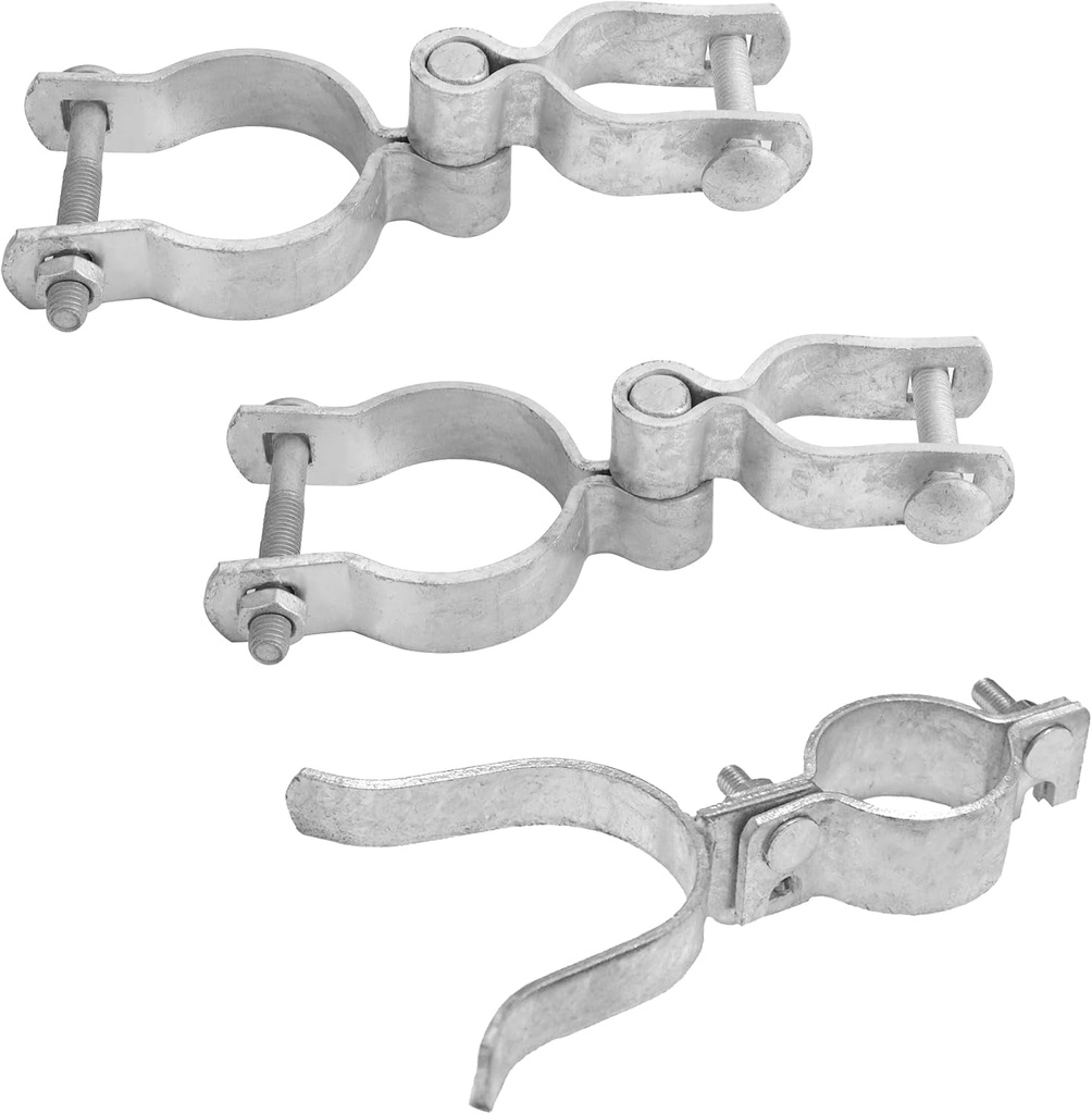 1-3/8" X 2-3/8" Chain Link Gate Hinge Kit,Galvanized Steel Fence Gate Hinge, 2-3/8 "Male Gate Post Hinges(2 Pcs), 1-3/8" Female Gate Frame Hinges(2 Pcs), 1-3/8" X 2-3/8" Gate Latch