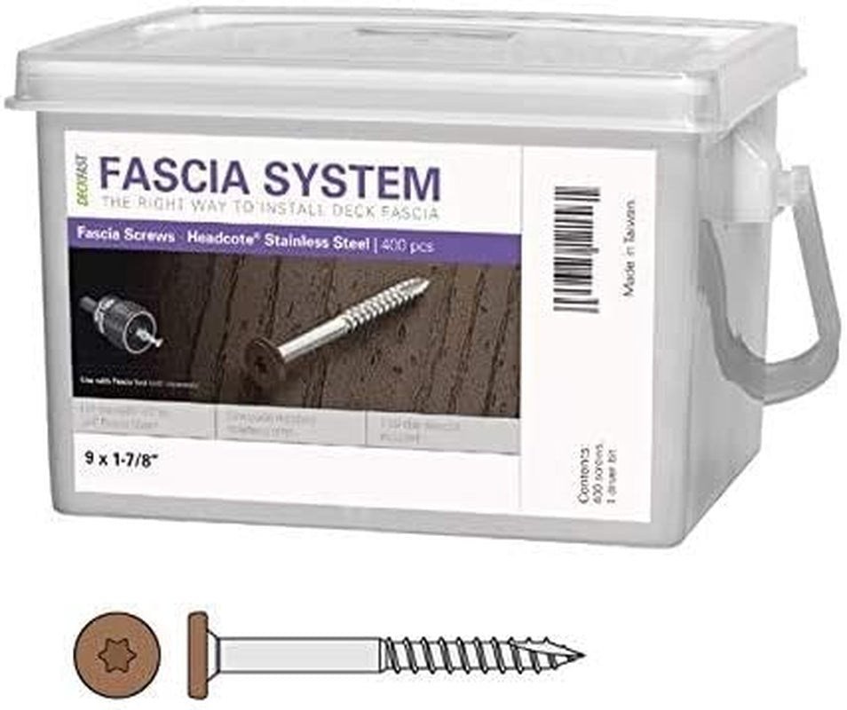 Deckfast Stainless Steel Fascia Screws 9 X 1-7/8" T-20 Star Drive Brown 400 Pieces