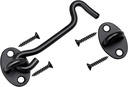 4 Inch Hook and Eye Latch, Black Heavy Duty Privacy Barn Door Lock, Door Hook Latch Lock for Gate, Window, Fence, Cabinet
