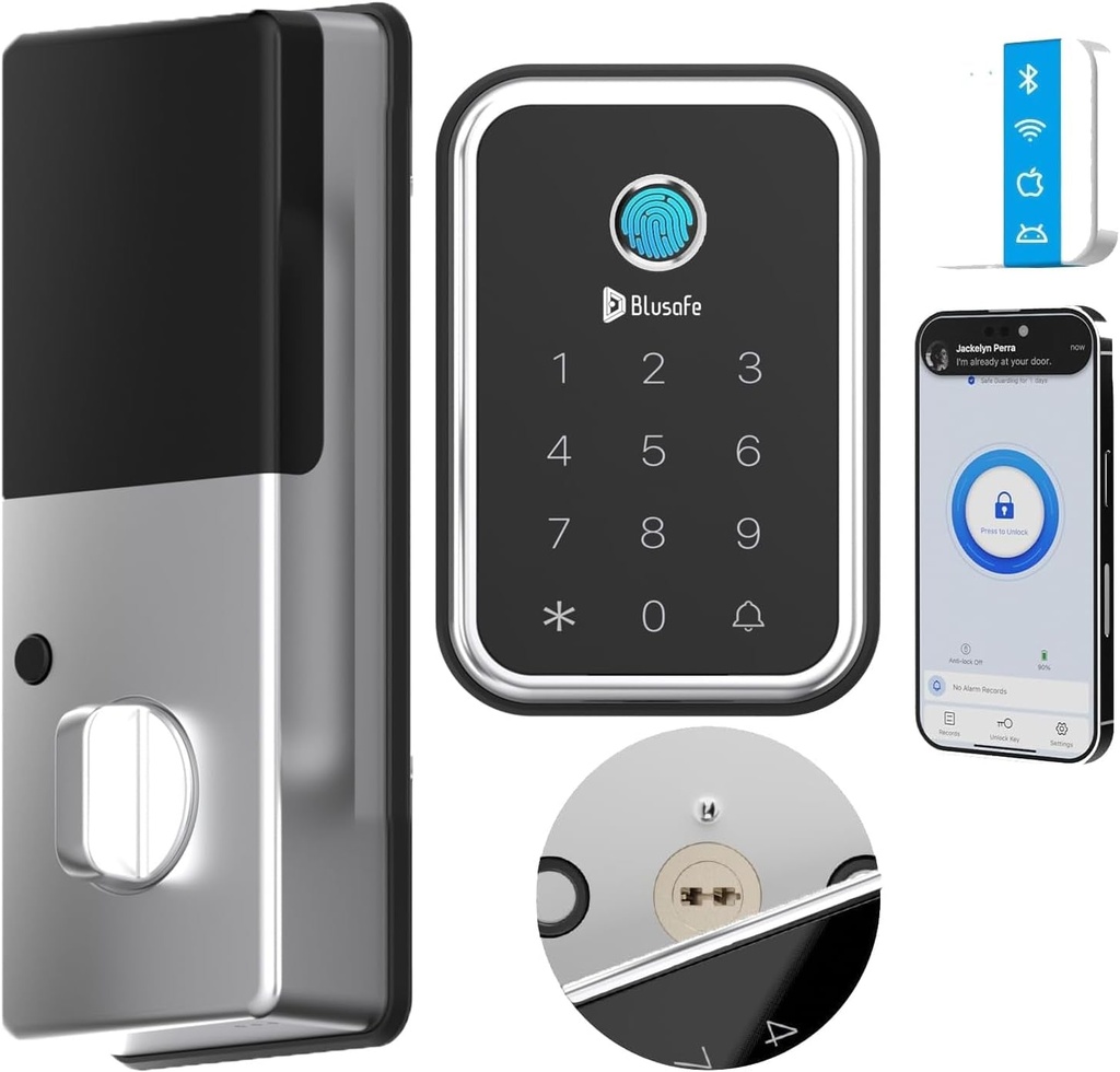 Fingerprint Door Lock 4-In-1 Entry Door Locks Smart (Brushed Nickel)