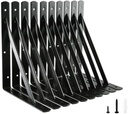 HOME MASTER HARDWARE 12 Inch X 8 Inch Heavy Duty Shelf Brackets, Load Capacity: 600Lb, Black Metal 90 Degree Supports for Shelves 10-Pack, Wall Mounted L Bracket for Floating Shelving with Screws