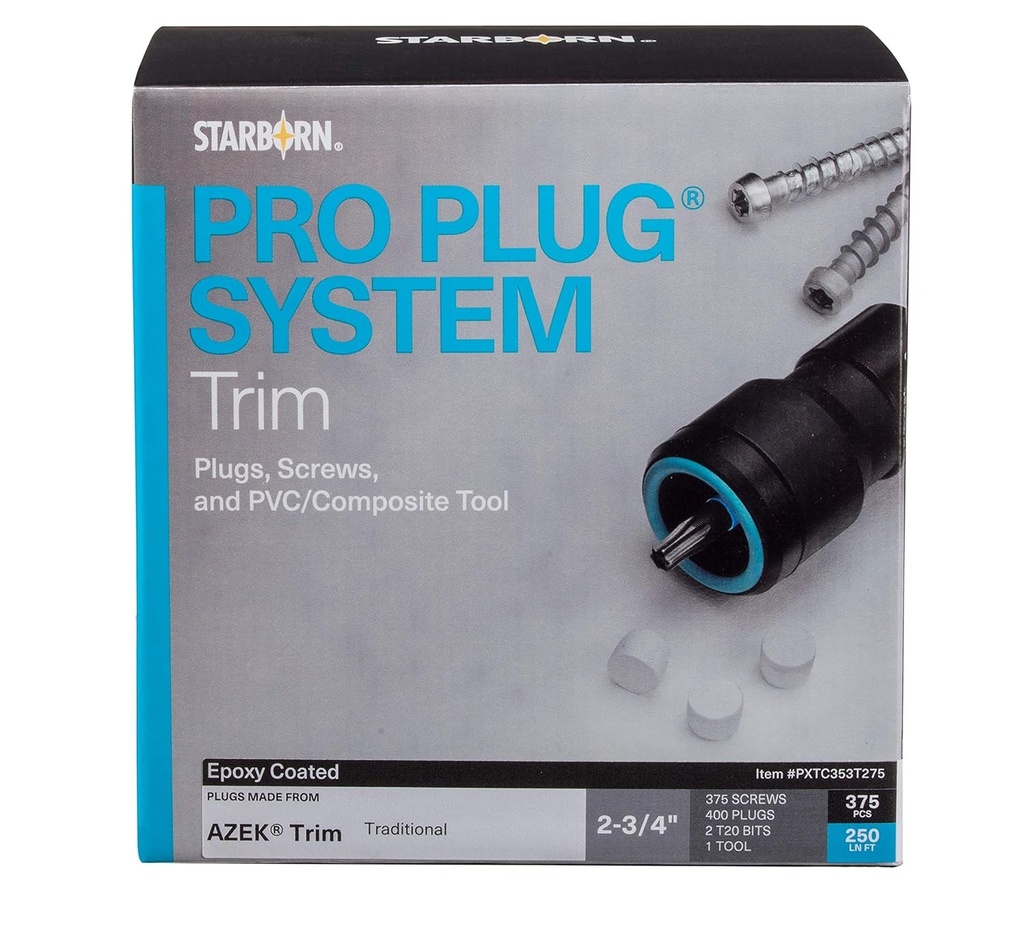 Pro Plug PVC Plugging System for Use with AZEK Frontier Trim - Epoxy Steel - 375 Pcs for 250 Lineal Ft.