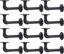 MUZIK Shelf Brackets, 12 Pack Industrial Pipe Floating Shelf Bracket, Heavy Duty Wall Mount Shelf Brackets & Supports, Vintage Black Iron Finish DIY Pipe Brackets for Shelves (7*4 Inch)