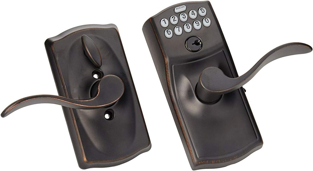 SCHLAGE FE595VCAM716ACC FE595VCAM/ACC 716 Keypad Accent Lever Door Lock, Flex, Aged Bronze