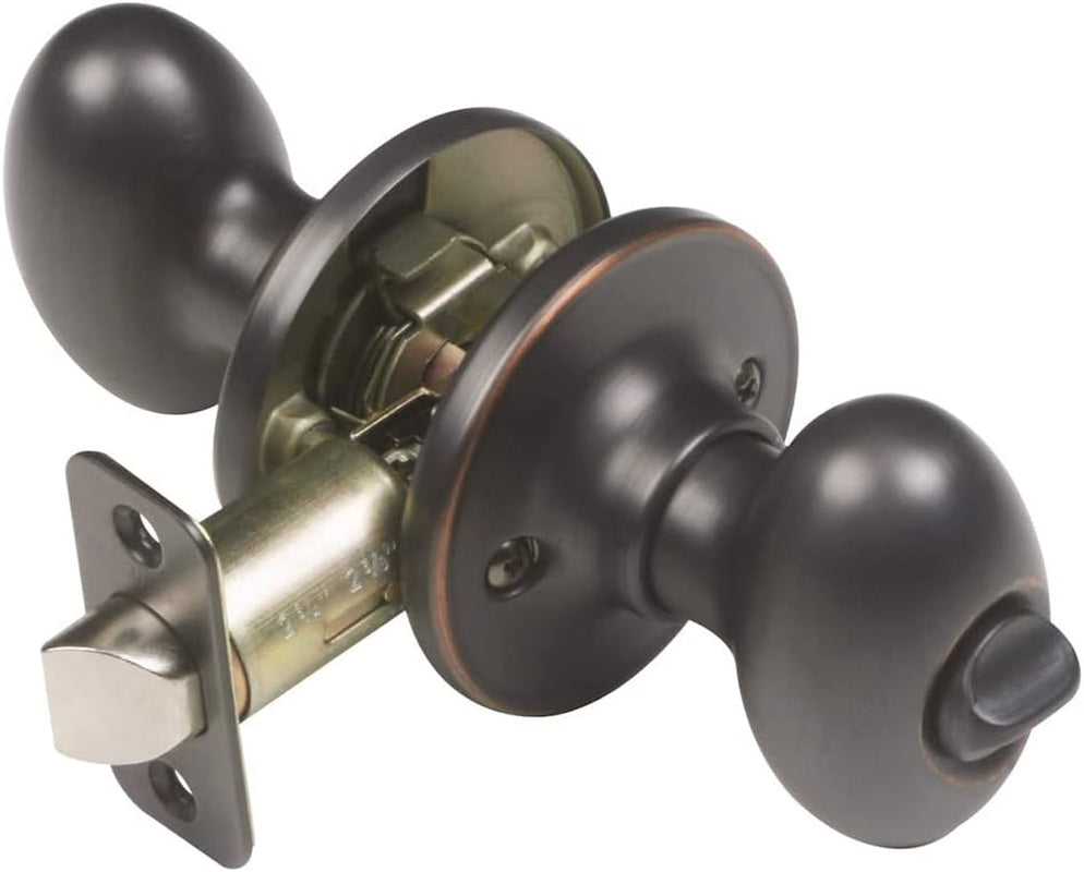 Design House 750588 Egg 2-Way Latch Door Knob, Oil Rubbed Bronze, Privacy/Bed & Bath
