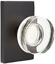 Emtek Privacy Set, Modern Rectangle Rosette, Modern Disc Crystal Knob (Oil Rubbed Bronze)
