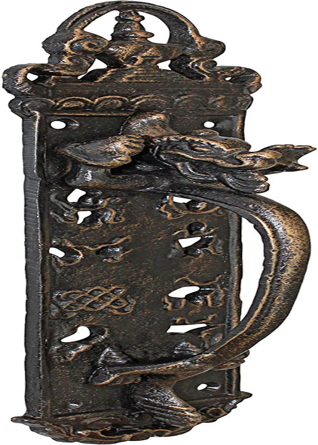 Design Toscano - SP829 the Durley House Dragon Gothic Decor Door Handle Push Plate, 12 Inch, Bronze Finish