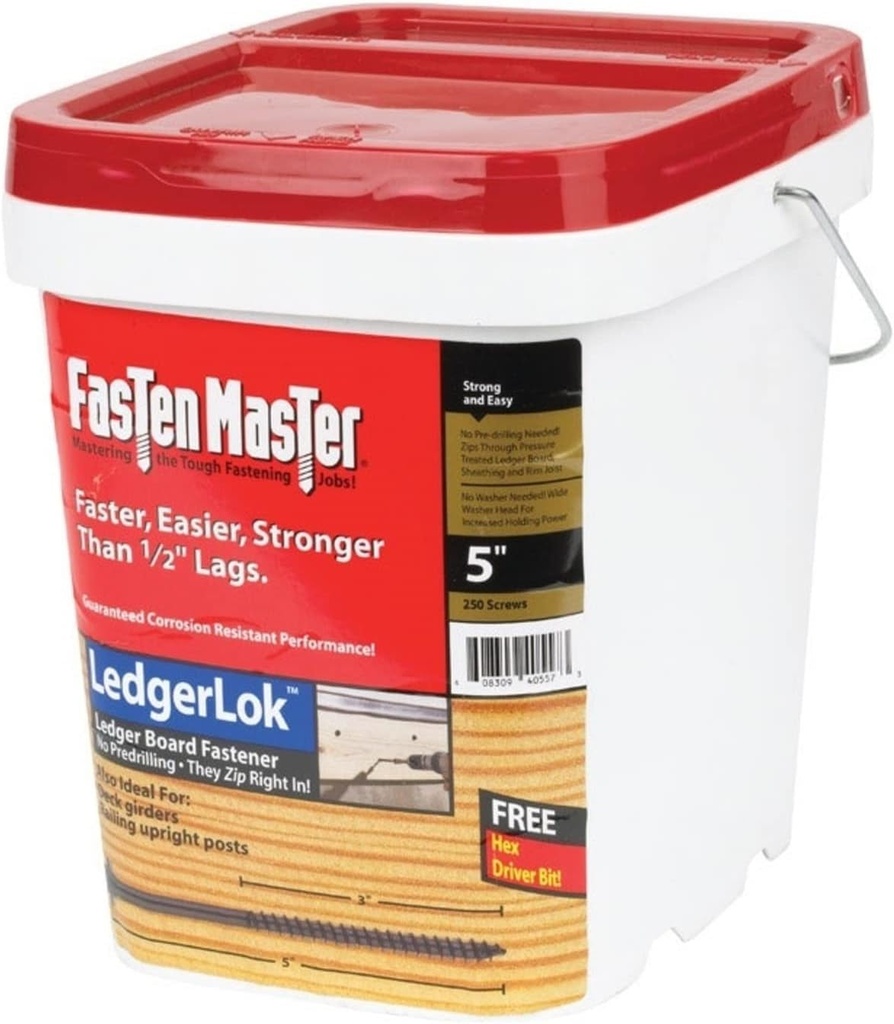 Fastenmaster Ledgerlok No. 0 X 5 In. L Hex Washer Head Gray Steel Deck Ledger Screws 250 per Box