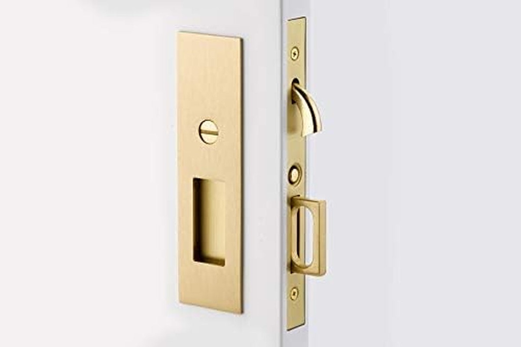 Emtek Pocket Door Mortise - Narrow Modern Rectangular Privacy Function (Satin Nickel)
