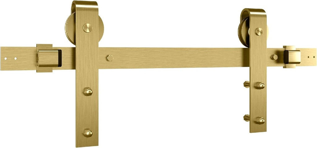 National Hardware, 72 In, Brushed Gold N700-006 Interior Sliding Barn Door Hardware One Piece Designer Kit with Soft Close