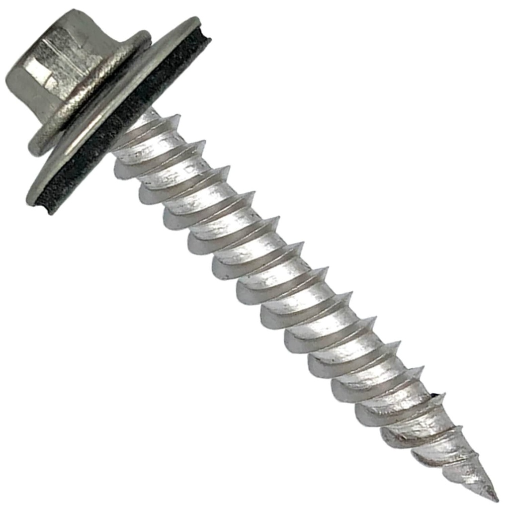Stainless Steel Metal Roofing Screw: NO PAINT (250) 12 X 1-1/2" Hex Regrip Sheet Metal Roof Screw. Sharp Point Metal to Wood Siding Screws. 5/8" EPDM Washer.