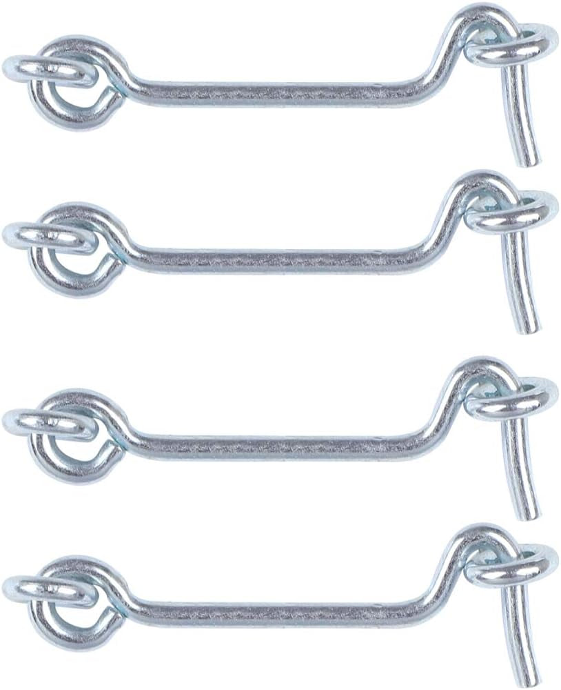 Uxcell 2.5 Inch Cabin Hook, Eye Latch Privacy Hooks Door Lock Plating Finish for Gate Shutters Window Slide Barn Shed Door 4 Pack