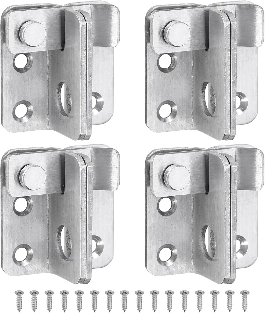 Uxcell 4Pcs Flip Gate Latches, 45Mm Stainless Steel Slide Bolt Latch Door Lock Catch with Padlock Hole for Barn Cabinet Pet Cage Wood Fence Garage Window (Left Open, Silver)