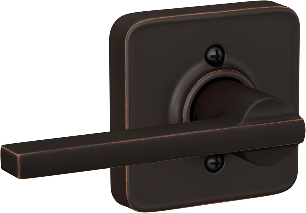 Schlage F170 LAT 716 LFL Latitude Door Lever with Laflin Trim, One-Sided Non-Turning Dummy Handle, Aged Bronze