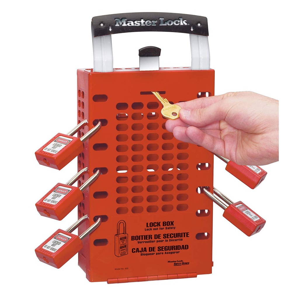 Master Lock 503RED Lockout Tagout Group Lock Box, Red, 14 Padlock Capacity