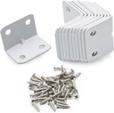 24 Pcs Corner Brace, L Shape Shelf Bracket 1"X1"X1.3", 90 Degree Right Angle Shelf Supports, Decorative Joint Angle Bracket with Screws for Shelves, Furniture & Cabinet, 4 Holes, White