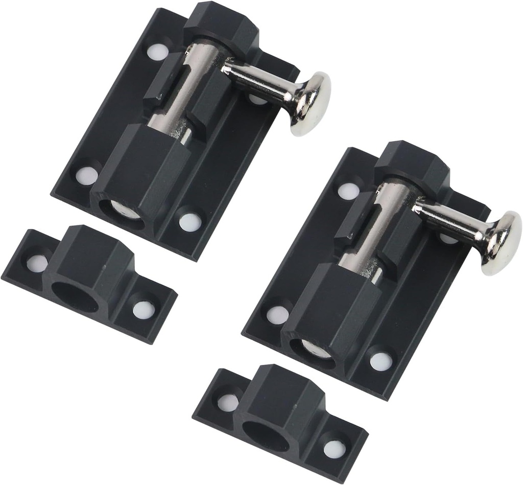 2Pairs Barrel Bolt Lock Keyless Sliding Latch for Indoor Outdoor Use Cabinet Door Entry Gate Garden Fence (2-Inch Black)