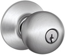 SCHLAGE F51A ORB 626 Orbit Knob Keyed Entry Lock, Satin Chrome