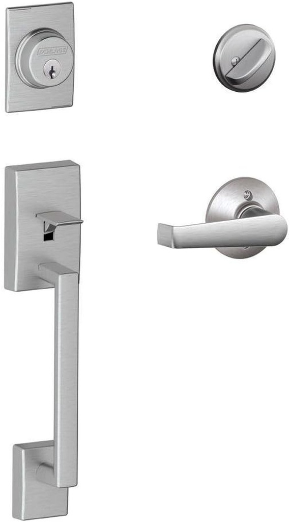 SCHLAGE Century Single Cylinder Handleset and Elan Lever, Satin Chrome (F60 CEN 626 ELA)