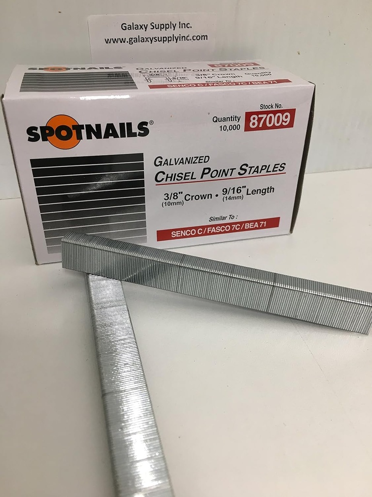 SPOTNAILS 87009. 71 or C Series STATPLES. 9/16" Length. Sold by 12 Boxes/Case