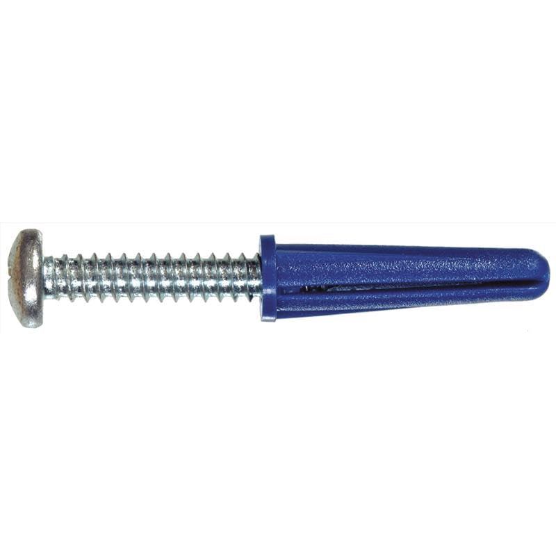 Hillman Plastic Anchors with Screws 14 - 16 Pan Head Phillips 10 Lb. Blue 20/Pack