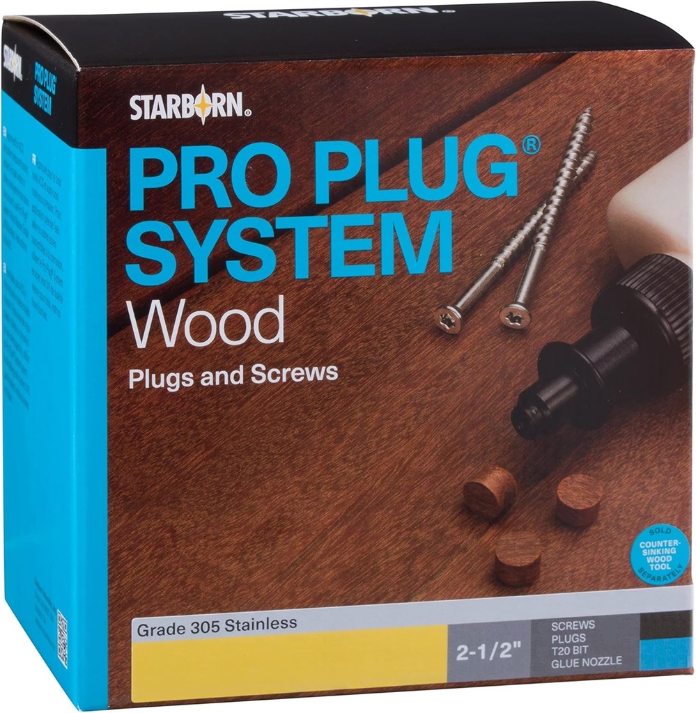 PRO PLUG SYSTEM Plug & Fastener System for Garapa 1050 Count (Plugs & Screws Included)- Plugs 5/16" Diameter