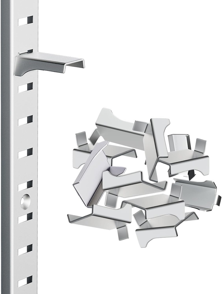 Shelf Clips,Adjustable Shelf Bracket Clips,Heavy Duty Metal Shelving Brackets Clips,Quick Mounting and Dismounting,Shelving Bracket Clips for Metal and Wood Shelves (40, Silver)