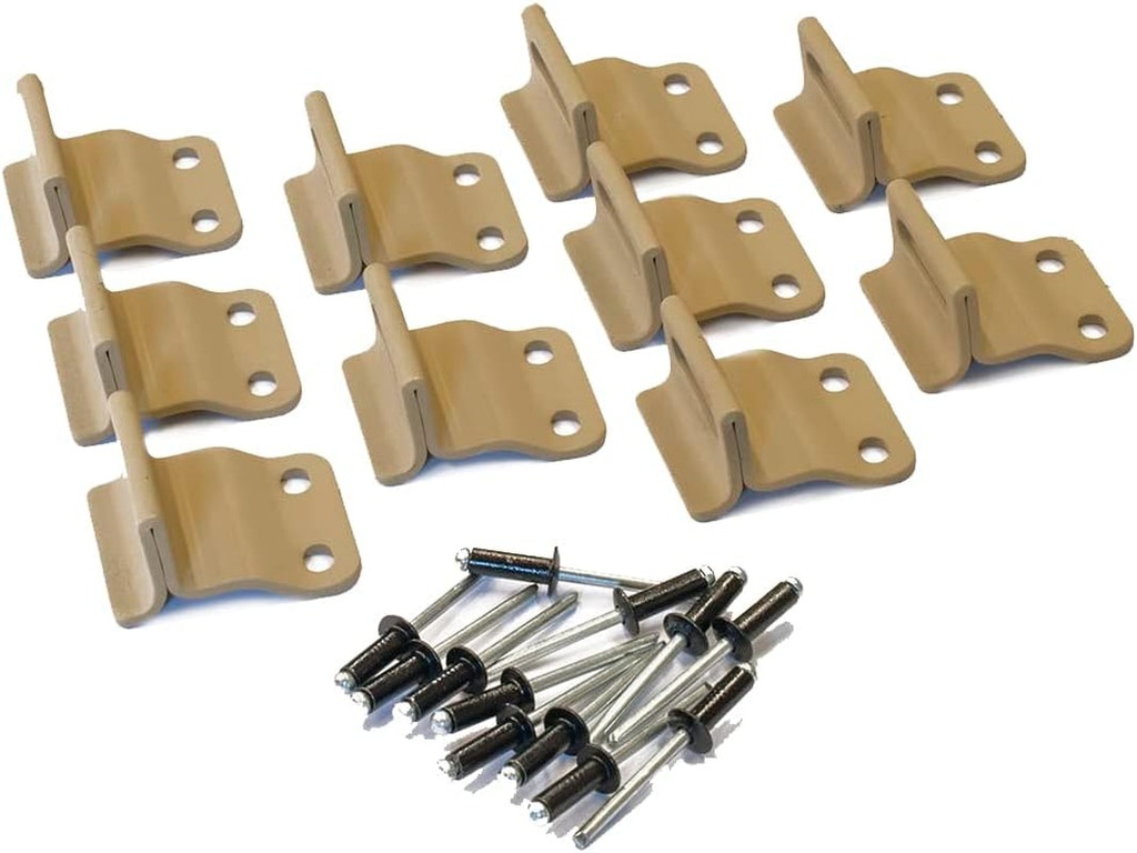 10 Pack, Tan, Canvas/Tarp Tie down Hook (A), plus Black Rivet Kit, Fits Military Vehicles Including Humvee