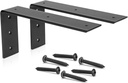 Steel Shelf Brackets - Heavy Duty L Brackets for Shelves, Countertops, Pony Walls - Beveled with Powder Coating - Easy to Install Wall Brackets, 300Lbs Holding Capacity - 1.4" Thick, 16X6X2.5", Black