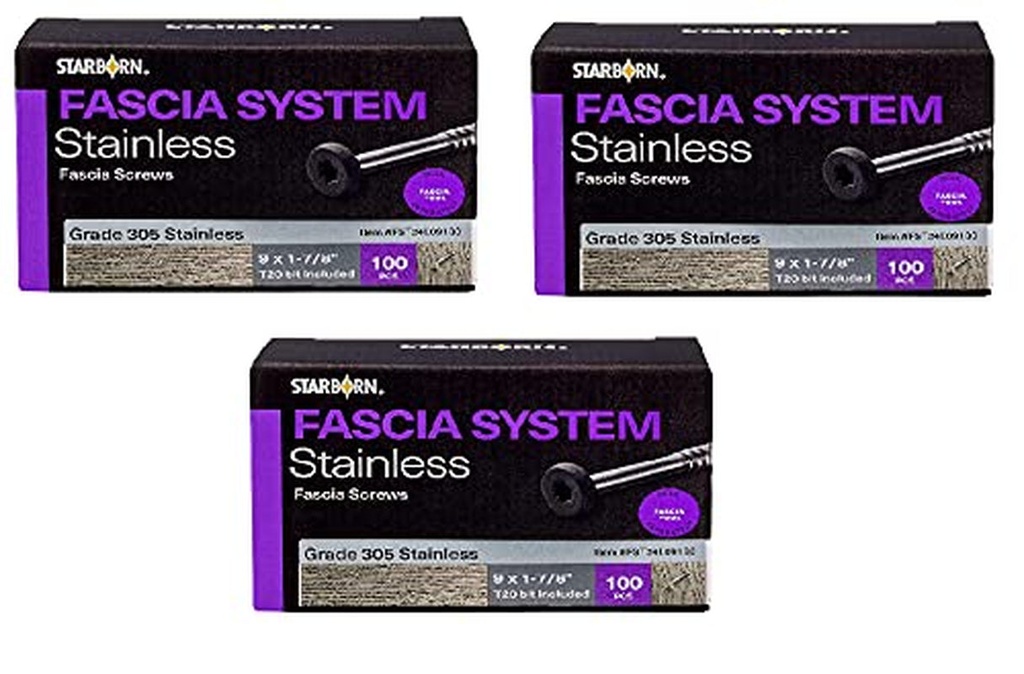 Deckfast Fascia Screws - 100 Blister Pack Warm Gray 305 Stainless Steel #9 X 1-7/8" (Thrее Расk)