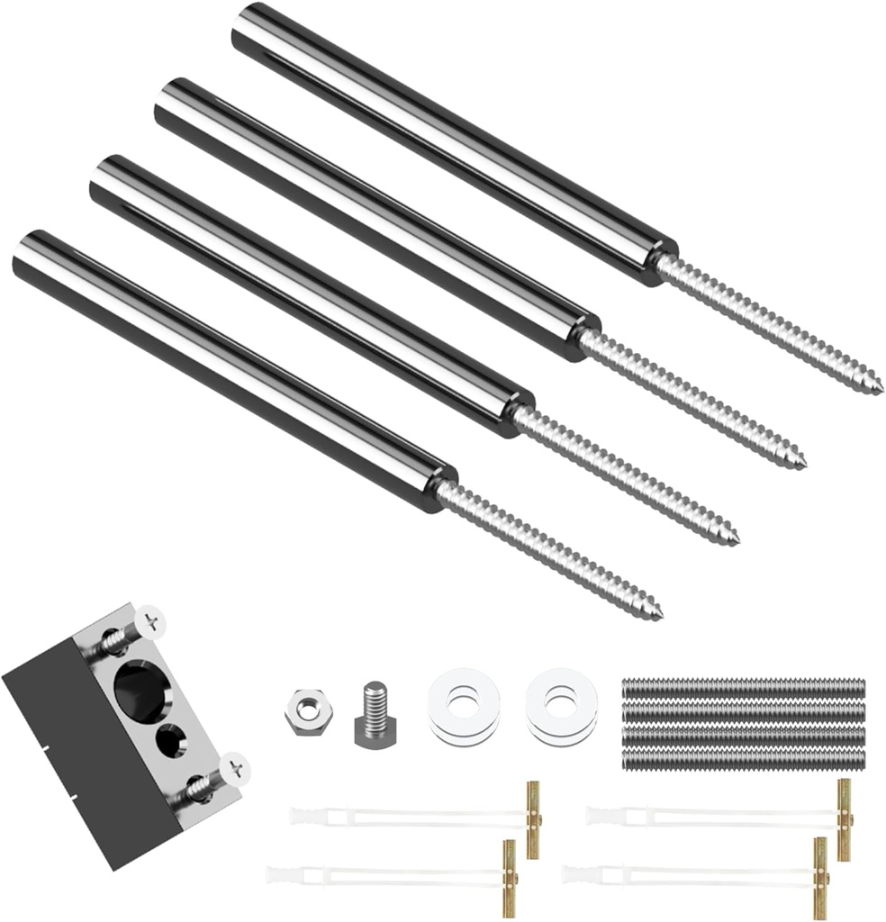Floating Shelf Hidden Bracket 5" (4 PCS) - Hidden Supports for Wooden Floating Shelves - Drywall Mount or Stud Mount with Included Drill Guide and Steel Hardware