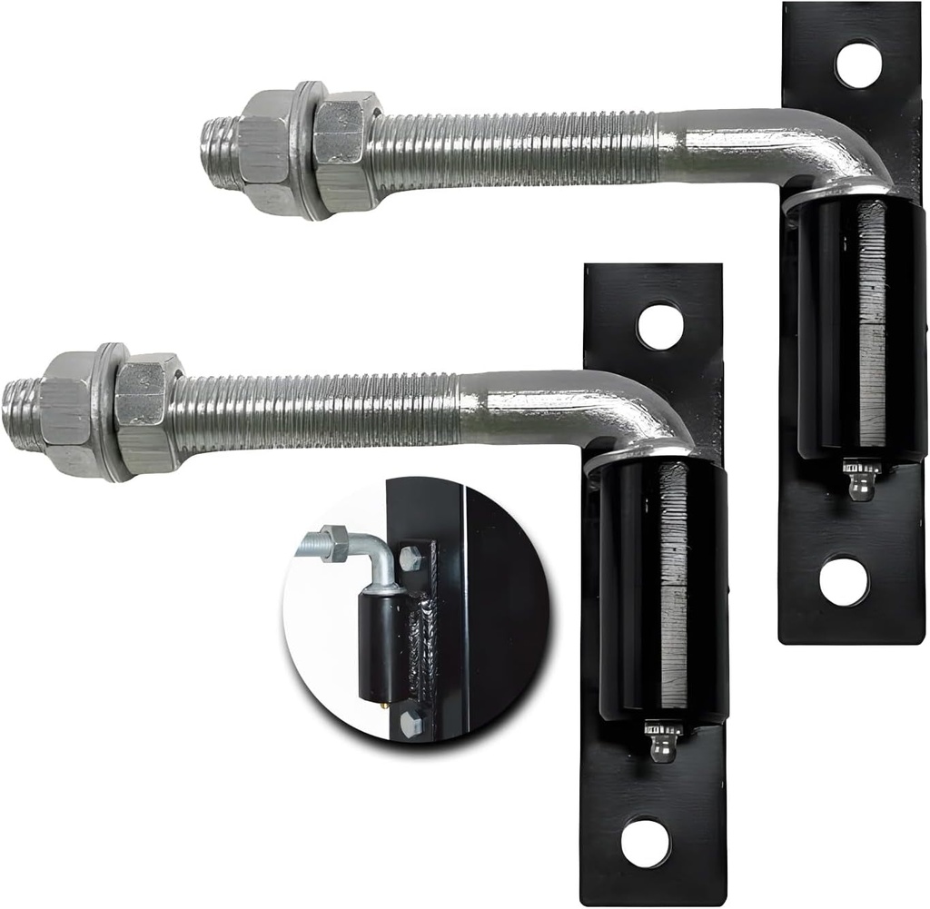 2 Pack Steel J-Bolt Hinge with Plate,Heavy-Duty Welded Hingefor Doors Gates,Heavy-Duty Driveway Gates for Welding on Larger Iron or Steel Gates(Silver,B-3/4")