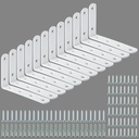 Alise Floating Shelf Brackets,White Bracket for Shelves Heavy Duty L Wall Bracket Corner Brace,Stainless Steel Joint Angle Bracket for Wooden Board Hanging Support,5X3 Inch Pack of 12