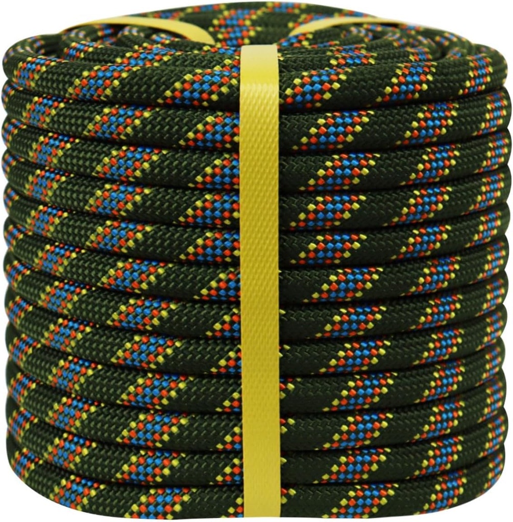 Double Braided Arborist Rope -1/2 Inch X 150 Feet Polyester Rope- High Strength Climbing Rope for Adults & Kids Tree Work, Halyard, Sailing(Armygreen)