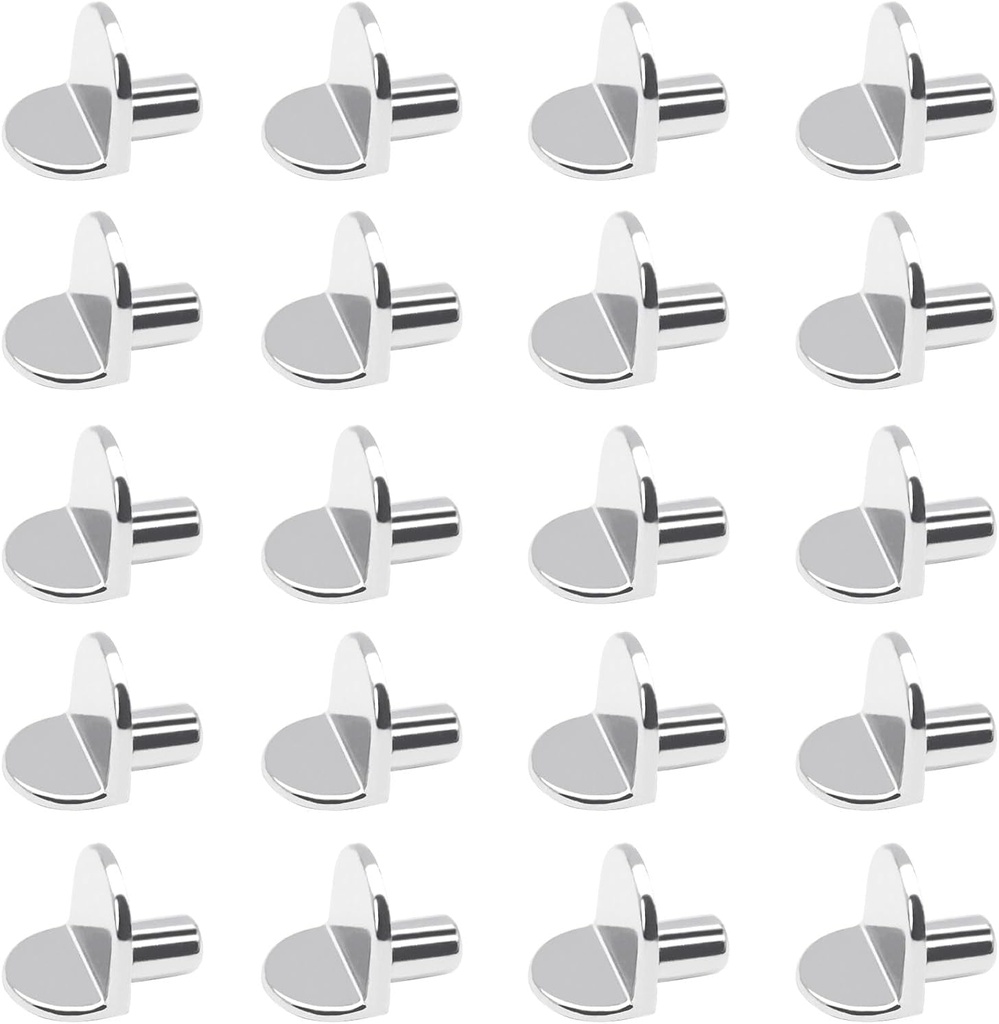 Medsuo 20Pcs 5Mm Shelf Support Pegs L Shape Solid Metal Furniture Shelf Bracket Pegs Pins for Kitchen Cabinet Bookcase Closet Wardrobe Cupboard Wood Glass Shelves Supports - Silver