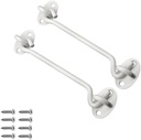 2 Pcs Privacy Hook and Eye Latch, 6Inchheavy Duty Barn Door Latch Door Lock，Hardware Sliding Door Lock Eye Hook Latch with Screws, Solid Thicken Stainless Steel Latch(White)