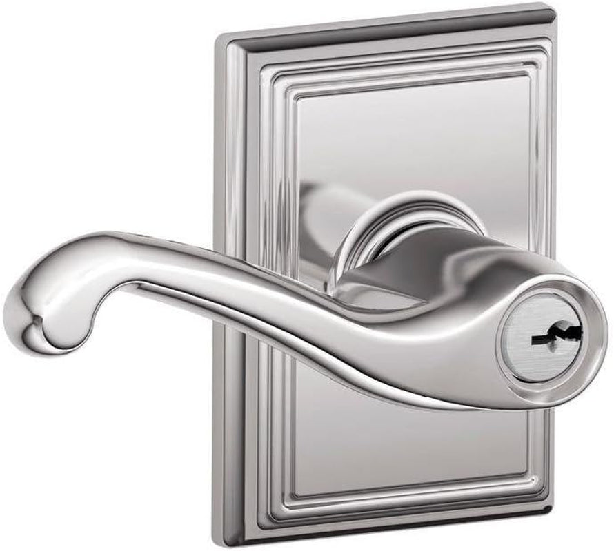 SCHLAGE F51A FLA 625 ADD Flair Lever with Addison Trim Keyed Entry Lock, Bright Chrome